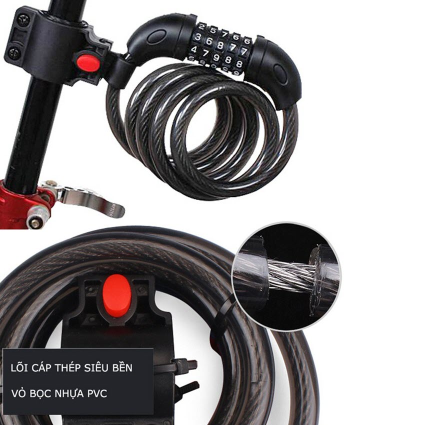 Khóa dây 5 Số Đổi Mật khẩu dài 1,2m