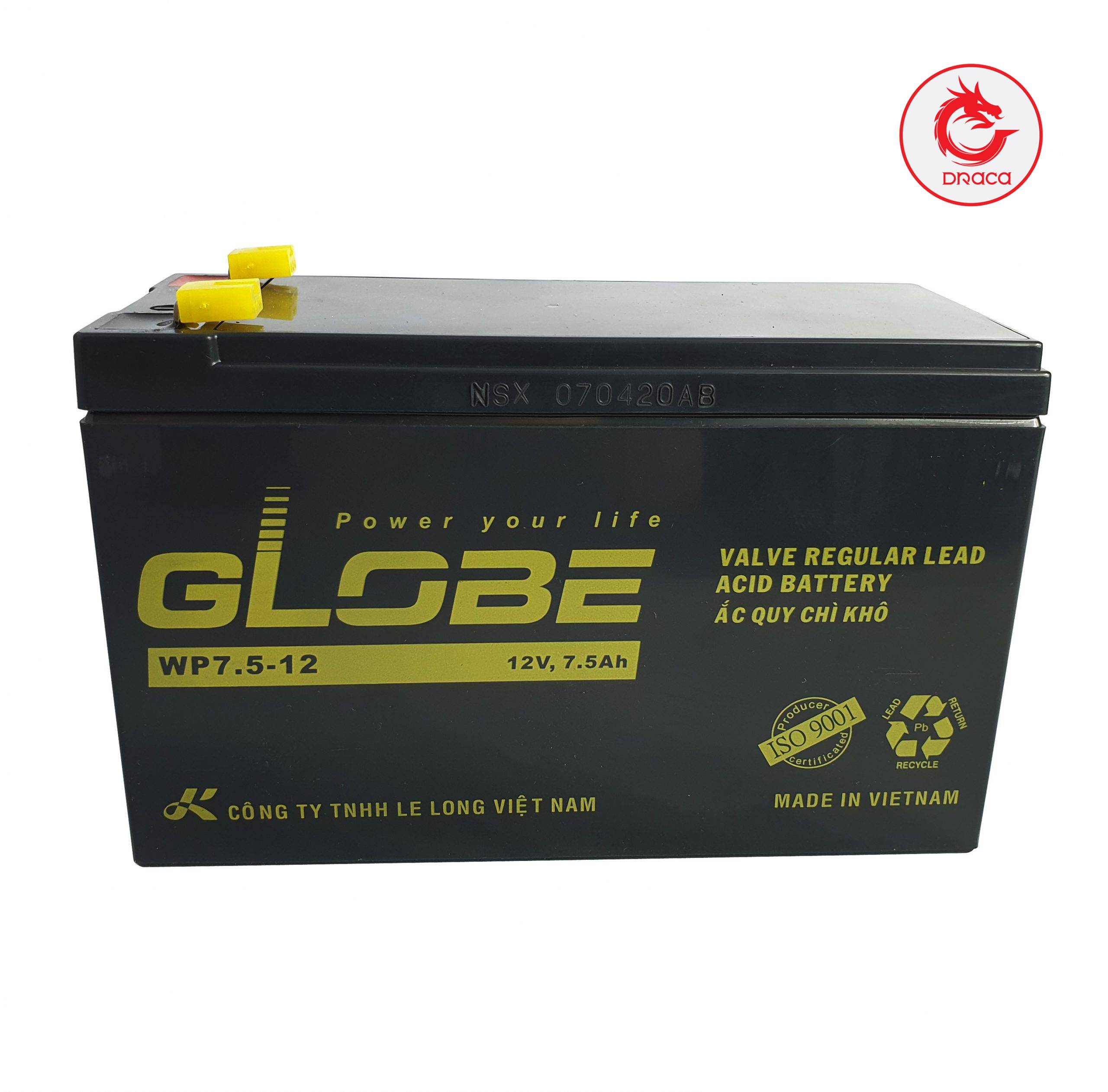 Ắc quy Globe 12V 7.5Ah WP7.5-12 / Bình ắc quy Globe WP7.5-12 ( 12V 7,5Ah)