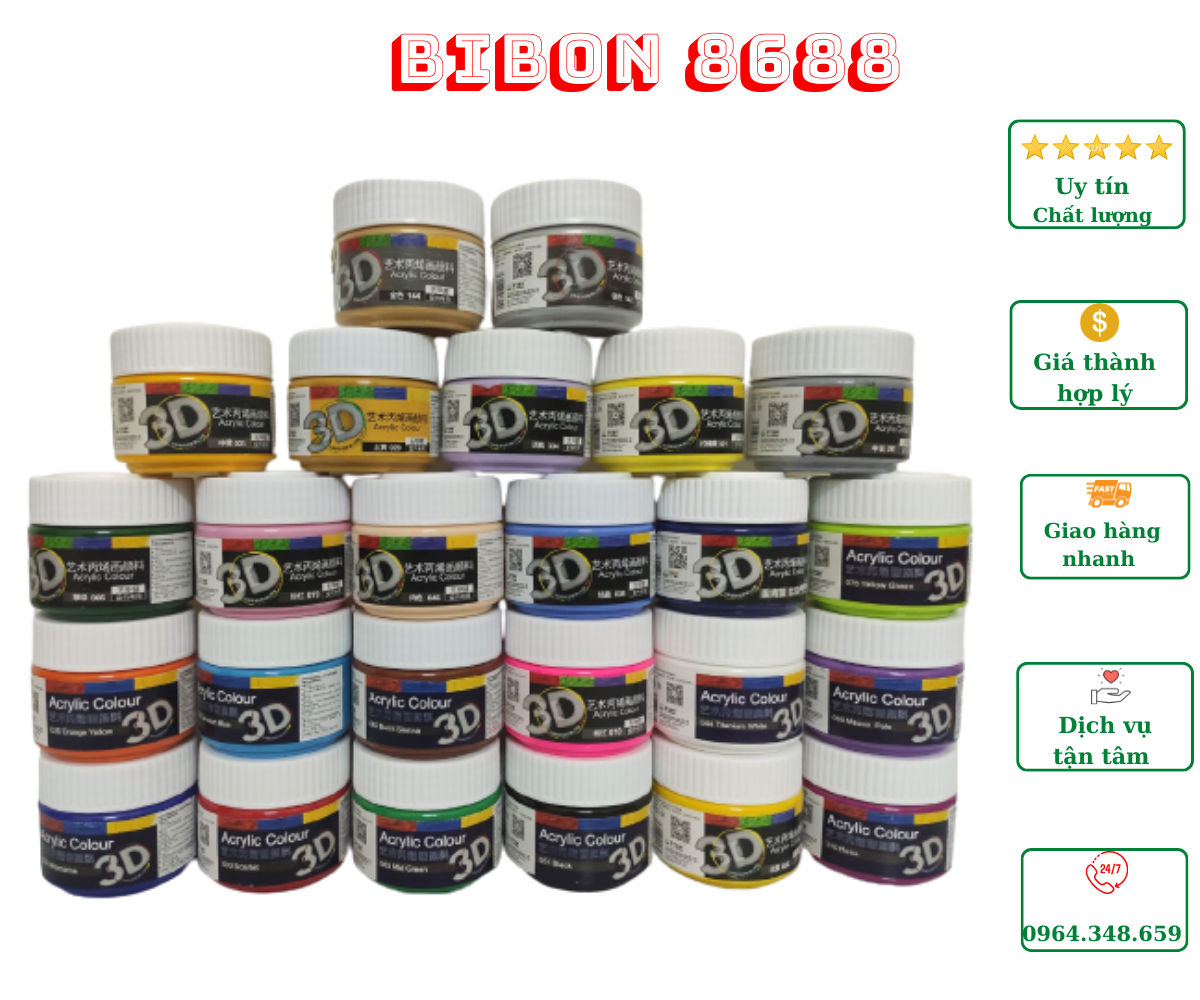 Combo 23 màu vẽ Acrylic 3D 100ml (Khách chọn màu)