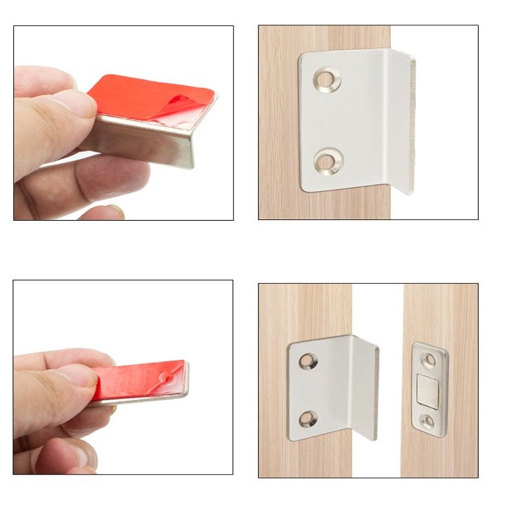 KÈM ỐC. KHÓA NAM CHÂM GÓC 90 ĐỘ DÙNG GẮN CỬA LÙA, CỬA TRƯỢT chắc chắn. TH 909.970
