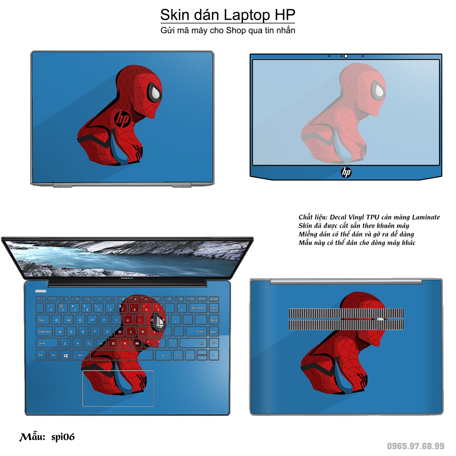 Decal Skin dán Laptop HP mẫu người nhện Spiderman
