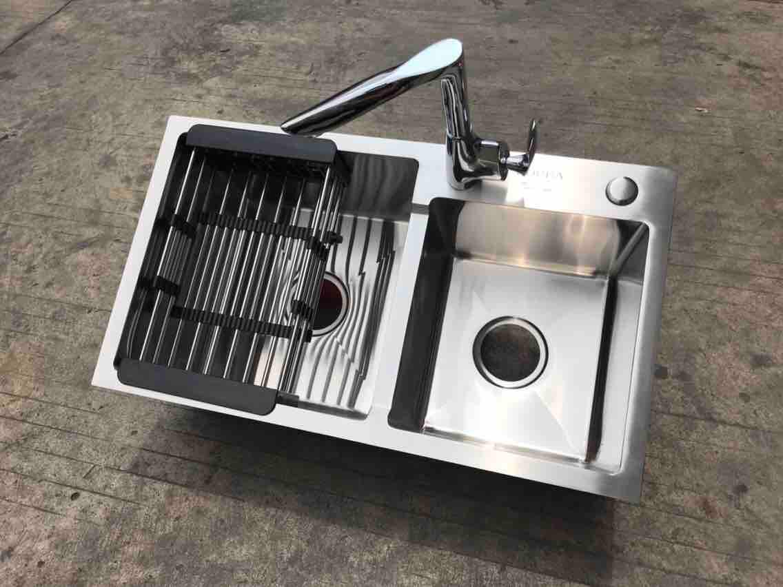 Chậu rửa bát handmade inox 70x40 lệch