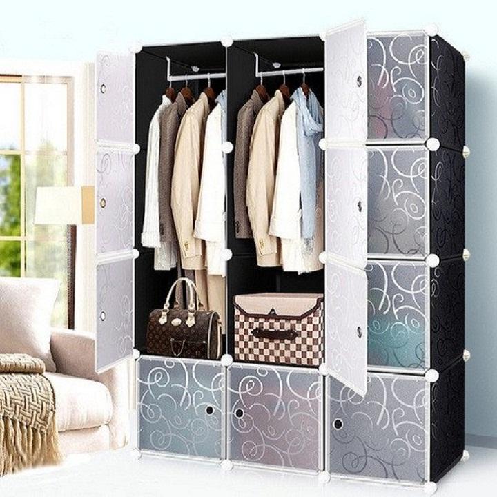 [HCM]Tủ nhựa ghép - Tủ đựng quần áo – 12 ô lớn sâu 47cm