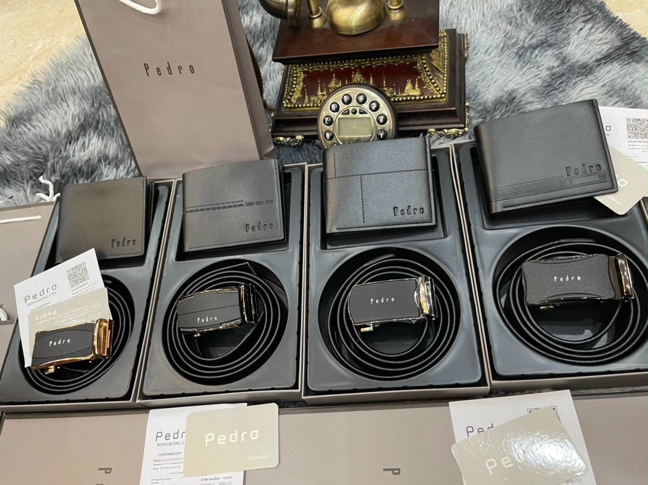 set mặt, dây lưng kèm ví pe ro fullbox túi giấy