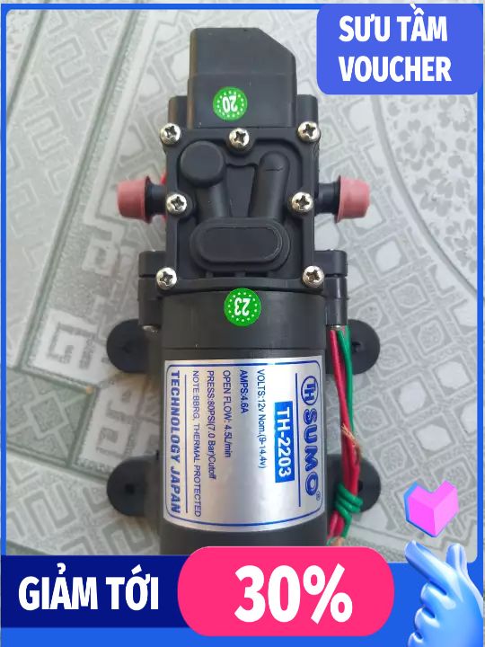 Máy bơm mini Sumo tăng áp lực nước loại 12V 4,6A - 60W lưu lượng 5L/phút
