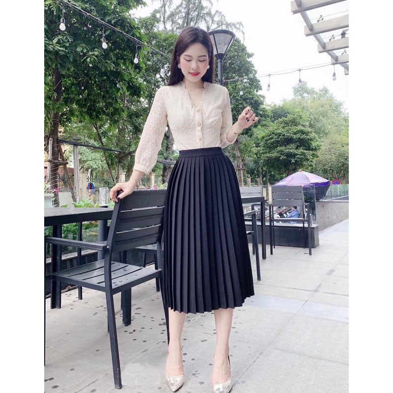 Váy dập ly dáng dài thời trang DVQ