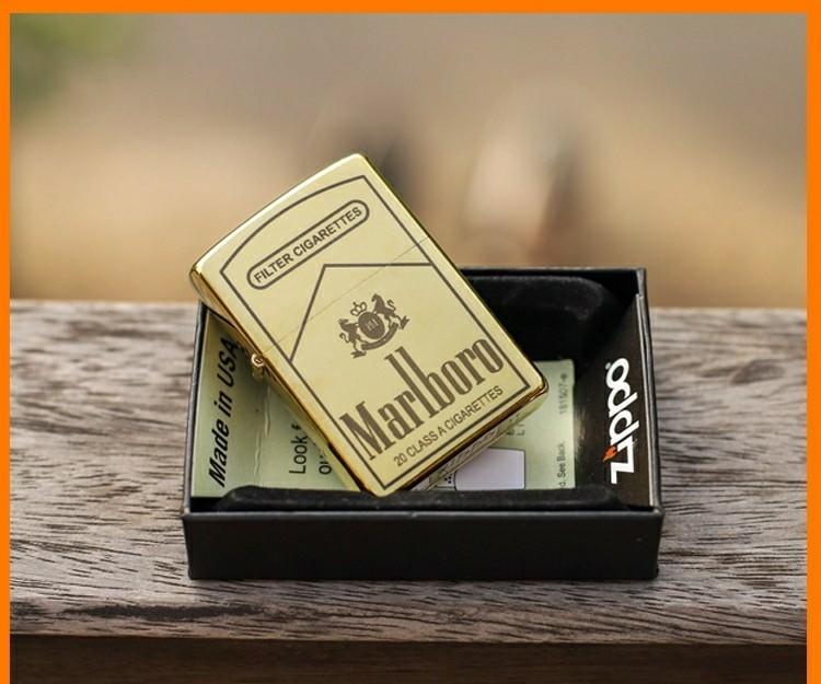 [HCM]Bật Lửa Zippo USA Khắc Logo Malboro - Tặng Xăng Đá