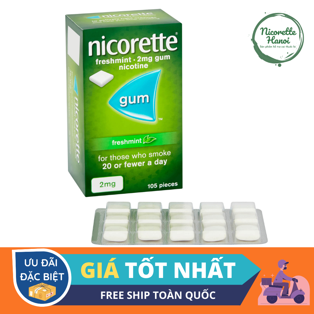 Kẹo cai thuốc_lá siêu hiệu quả Nicorette 2mg vỉ 15 viên-Nicorette Gum 2mg