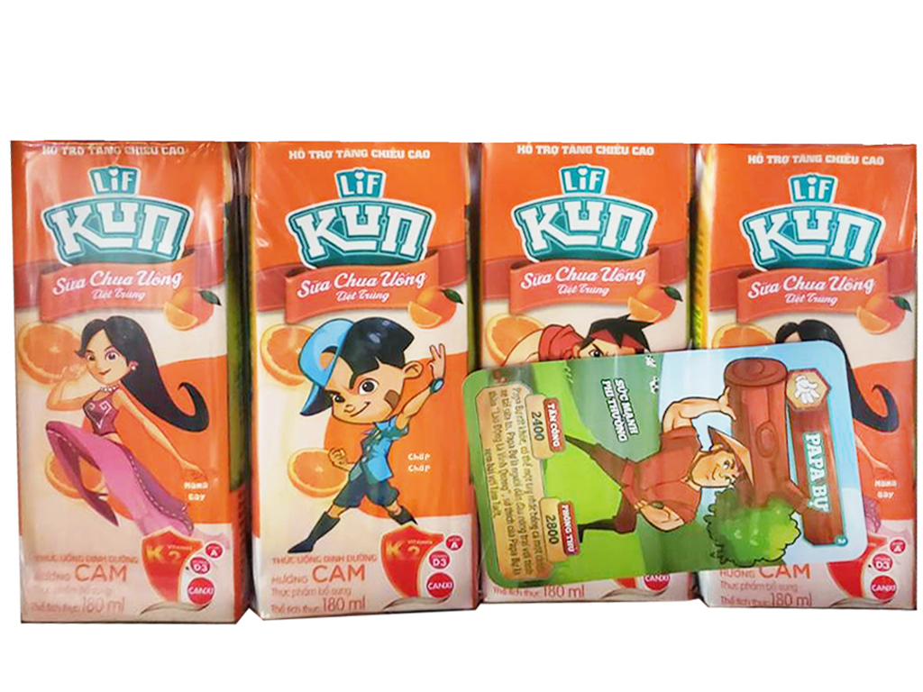 [Thùng 48 Hộp] Sữa Chua Uống Kun Hương Cam 180ml