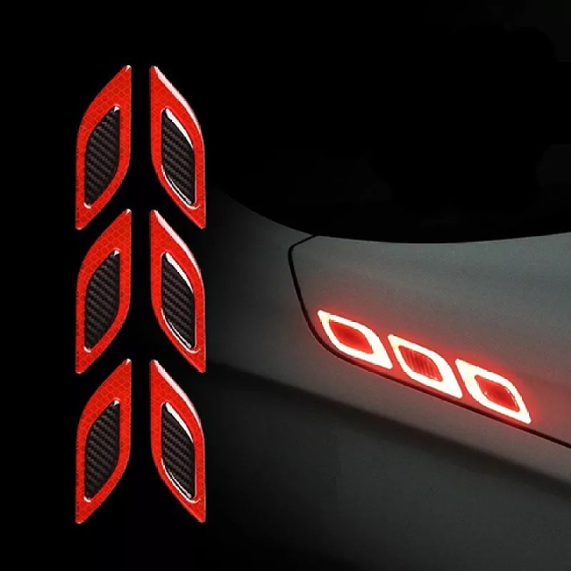 Bộ 6 miếng decal phản quang xe ô tô (đỏ)