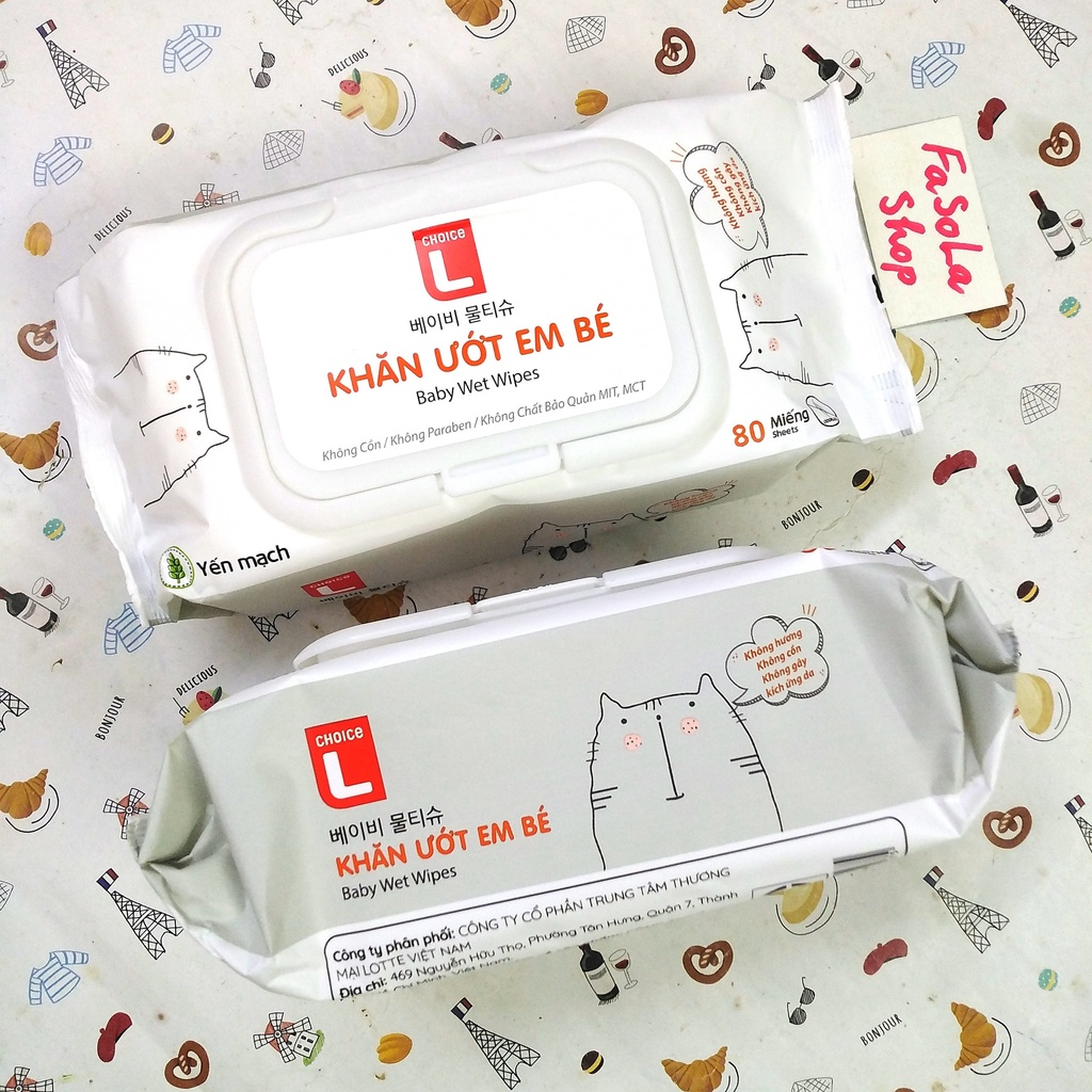 Khăn ướt hàn quốc lotte 120 tờ/gói - khăn giấy ướt không cồn, hương thơm nhẹ "lau lau lau ngại chi". đức nhung store