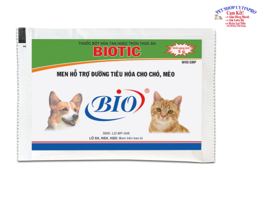 [Hoàn tiền 10%]  BỘT BIOTIC HỖ TRỢ ĐƯỜNG TIÊU HÓA CHO CHÓ MÈO Gói 5g Xuất xứ Việt Nam - Pet shop Uytinpro