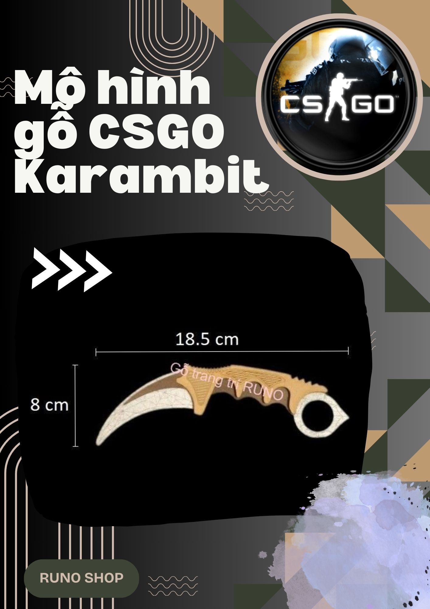 Mô hình đồ chơi lắp ráp gỗ có sơn màu sẵn CSGO Đột Kích
