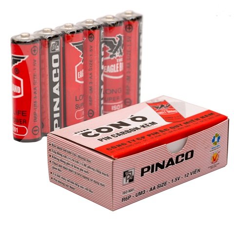Vỉ 6 pin tiểu AA con ó PINACO 1.5V