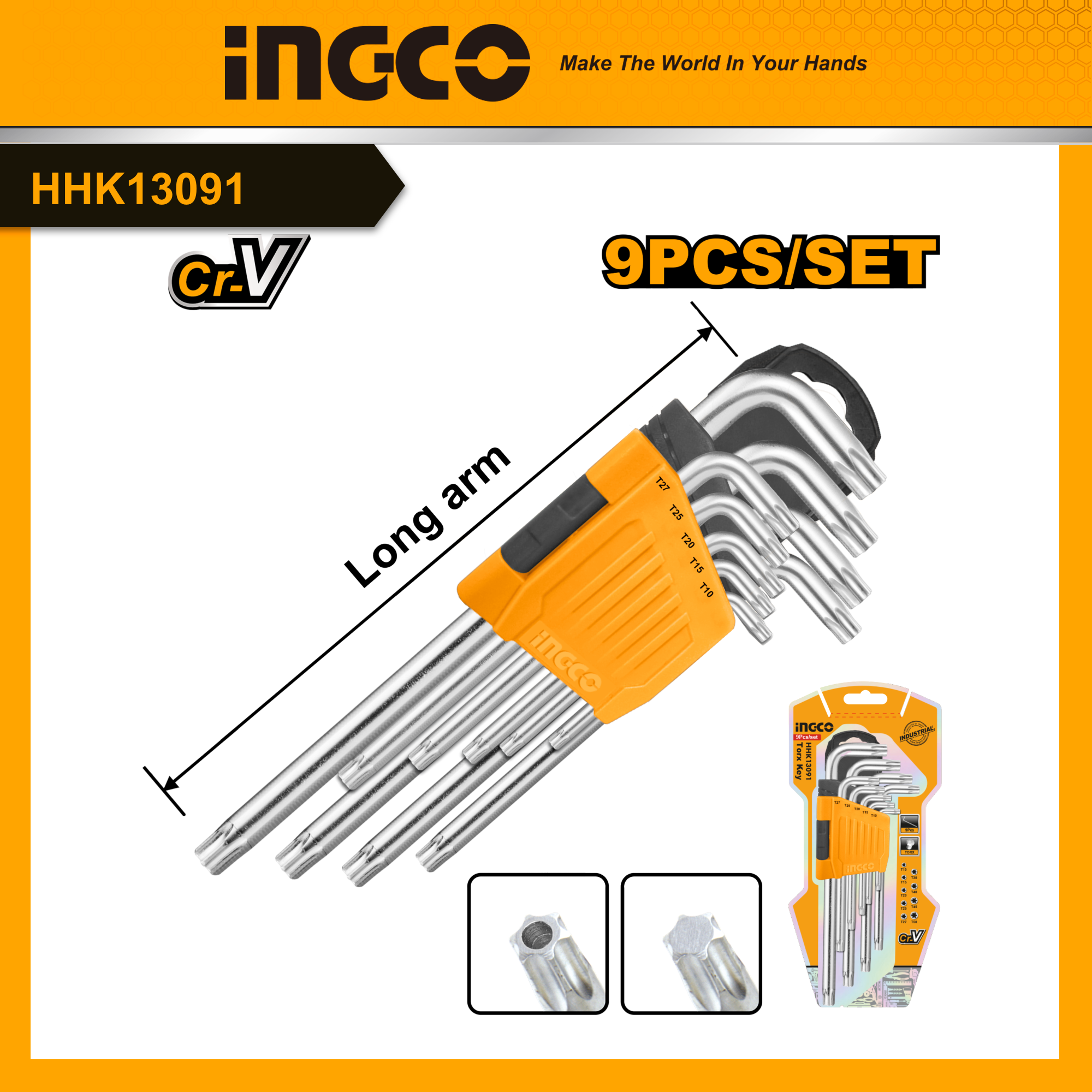 INGCO HHK11091 Bộ 9 chìa lục giác