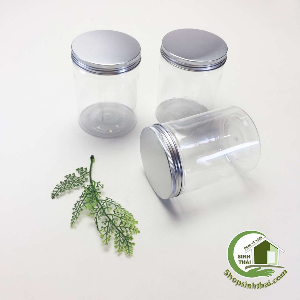 [HCM]Hũ nhựa Pet trong suốt hình tròn nắp thiếc - chai lọ nhựa đựng mỹ phẩm đựng keo hạt cườm thực phẩm 8cm x 11cm