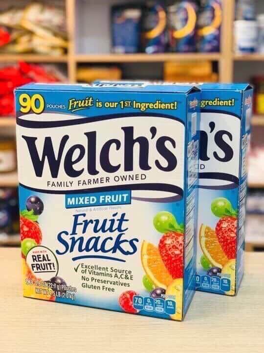 KẸO DẺO WELCH'S FRUIT SNACKS 90 GÓI (HỘP 2 KG) - date 6/21