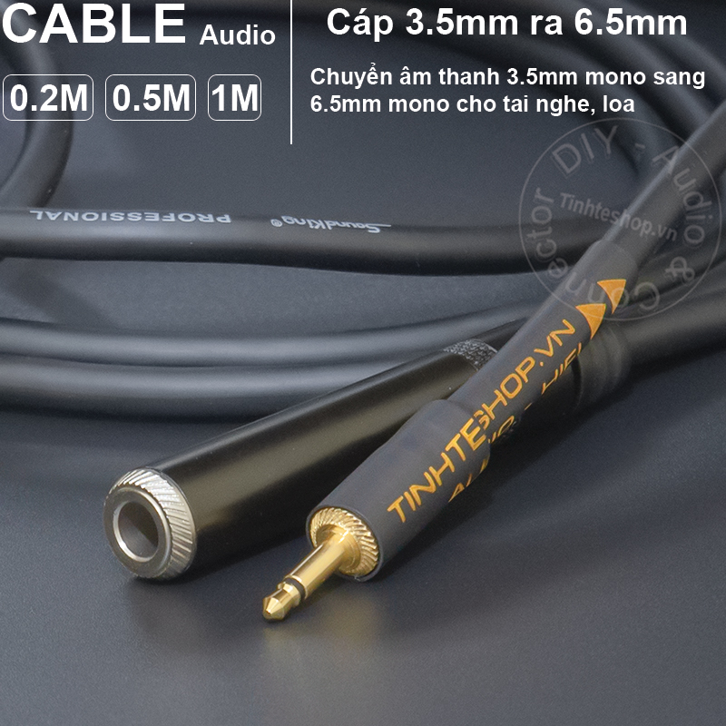 Jack 3.5 sang 6.5 mono cắm cho micro loa kéo âm ly mini DIY 0.2 đến 1 mét - Cáp 3.5mm ra 6.5mm mono