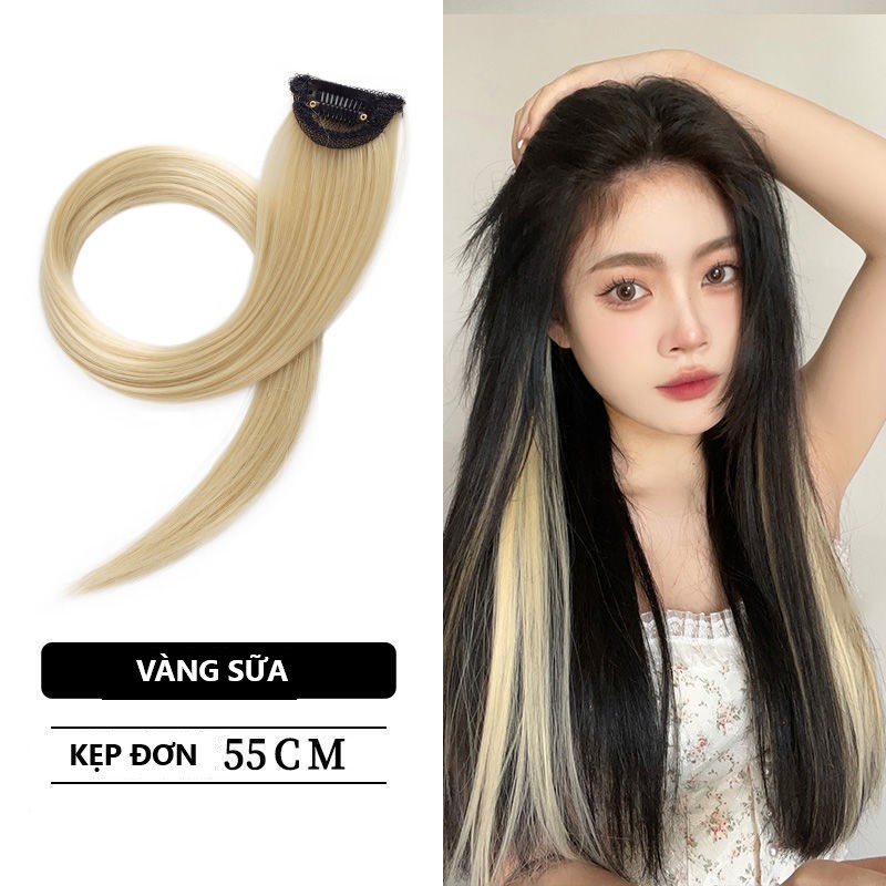 Tóc Giả Kẹp High light 55cm-Tóc Nối Nhuộm Ombre Thẳng Phong Cách Hàn Quốc