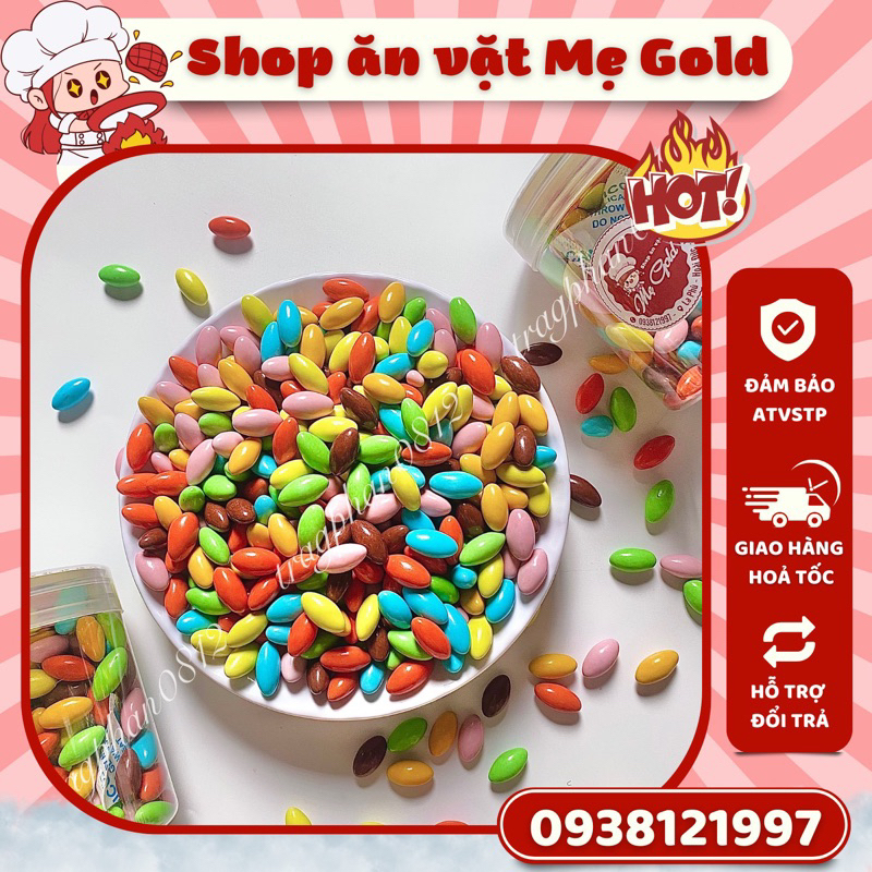 Kẹo socola sỏi đá, viên nhộng sắc màu (hũ 300g)