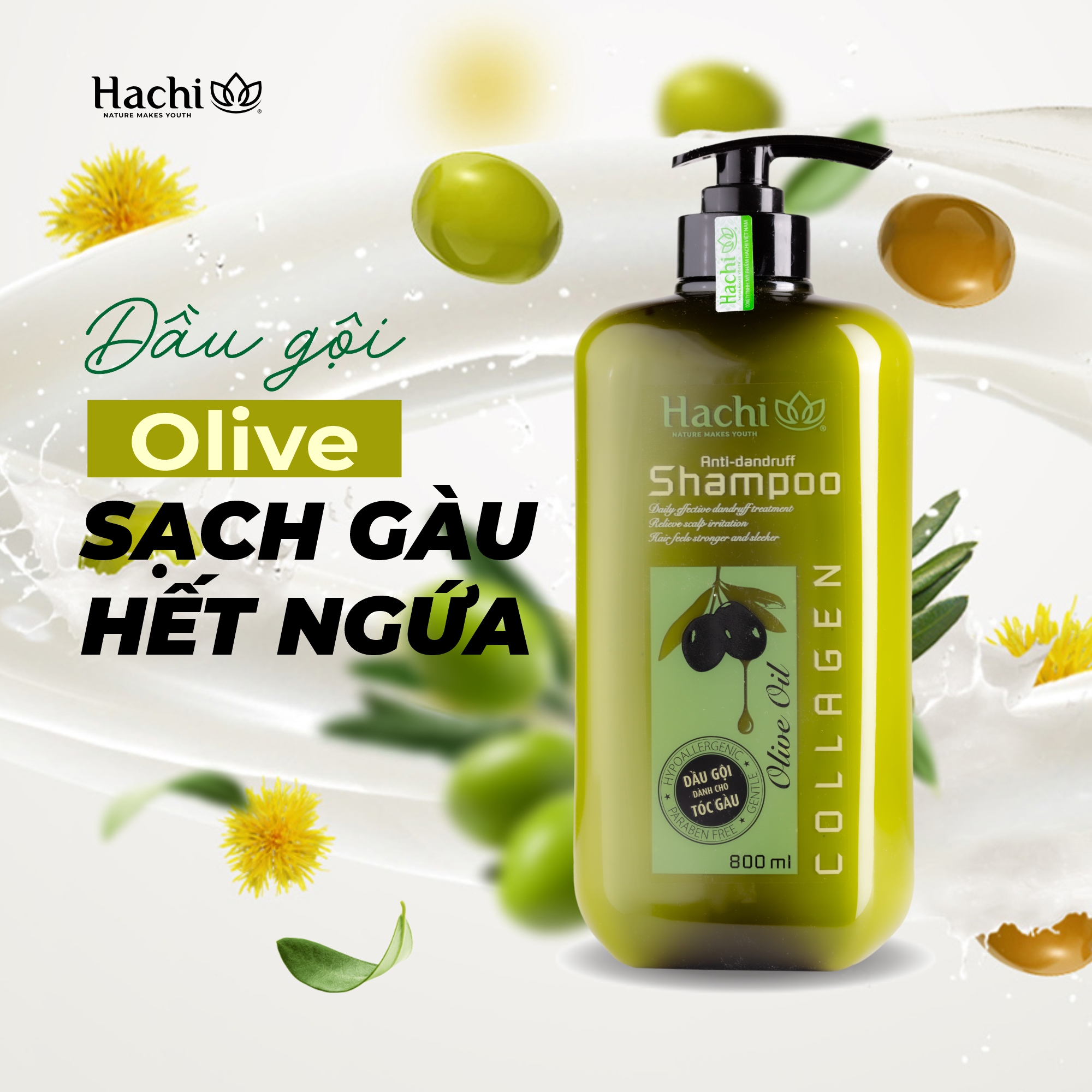 Dầu gội Olive Hachi cho tóc gàu