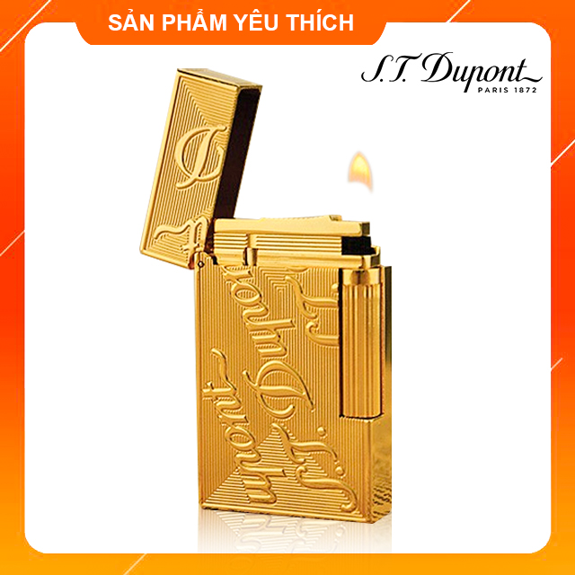 Vỏ Hộp Quẹt Bật Lửa Dupont Vàng Khắc Nổi Chữ S.T.Dupont D05V Dùng Gas Dòng 2 Lỗ Tiếng Kêu Hay Cầm Chắc Tay - Dùng Gas Đá Cao Cấp (KHÔNG XĂNG KHÔNG GAS)
