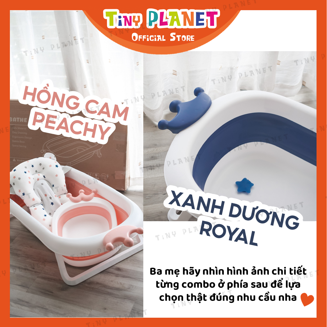 Chậu tắm gập gọn Tiny Planet có thể gấp gọn dành cho bé từ sơ sinh đến 5 tuổi (chính hãng)