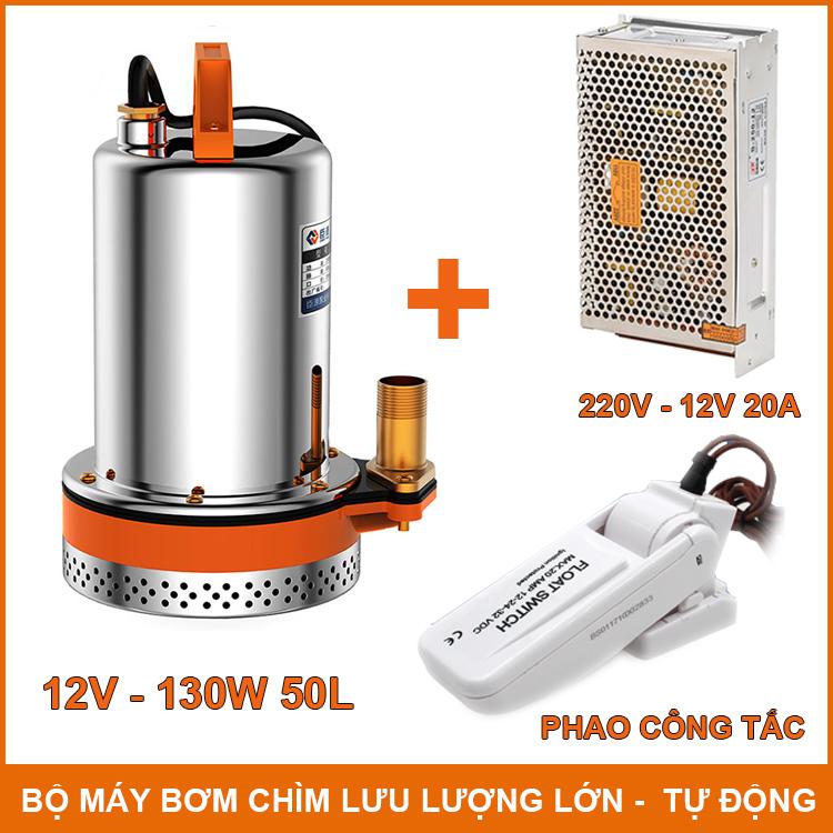 Bộ Máy Bơm Nước Chìm Lưu Lượng Lớn Tự Động 130W 50L