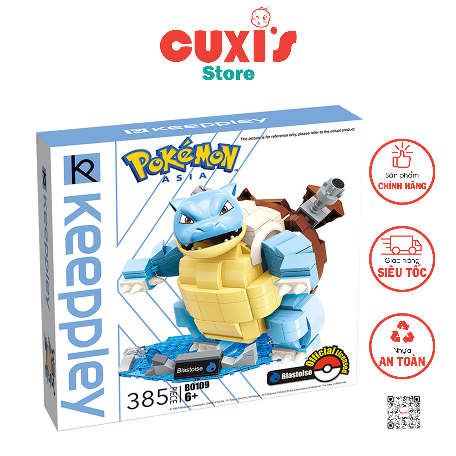 [Hộp Global] Đồ chơi lắp ráp lego Pokemon, Keeppley Pokemon, B0109 – Pokemon - Blastoise (385 Mảnh Ghép)