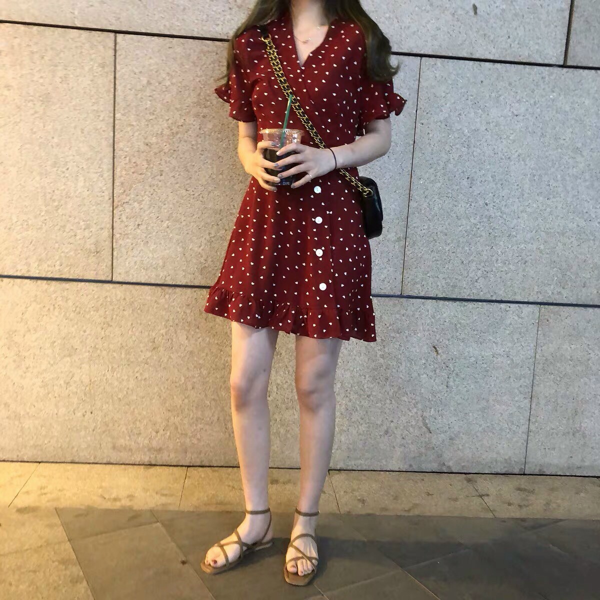 Đầm baby doll chấm bi đỏ xinh