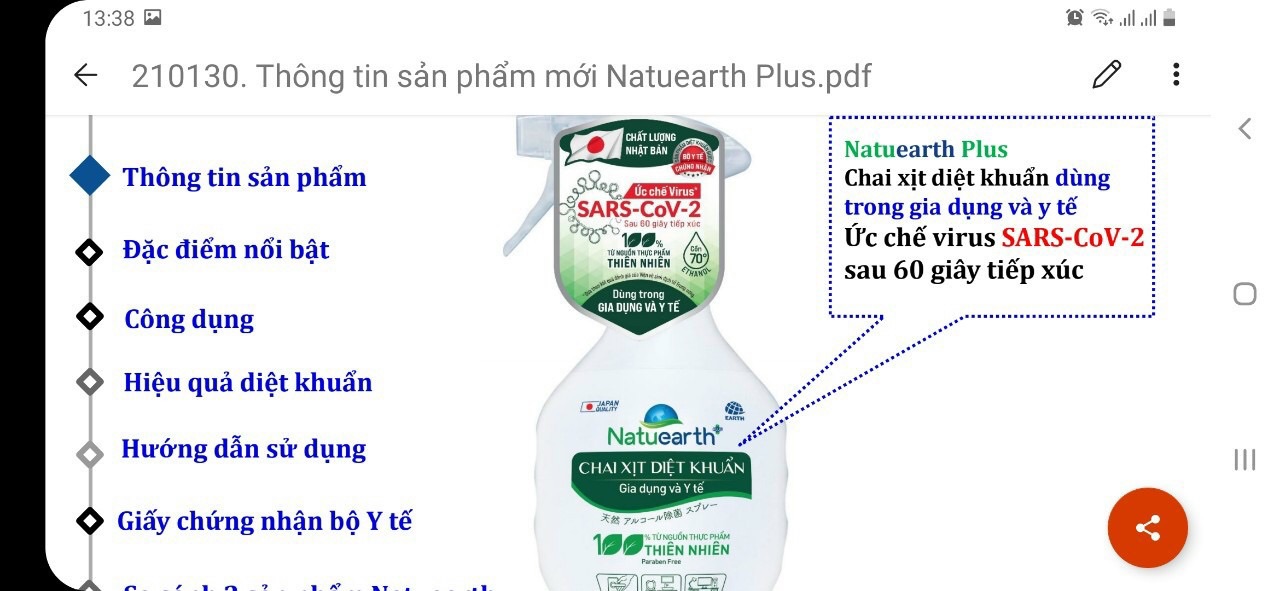 Xịt Diệt Khuẩn và ức chế SARS-CoV-2