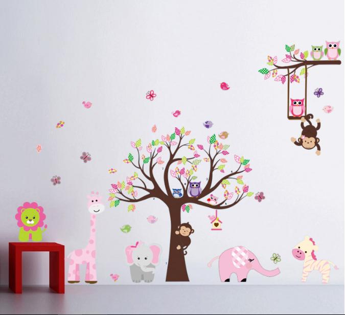 [HCM]Decal trang trí Thú và Cây Hồng size lớn