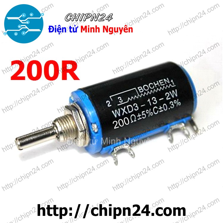 [1 cái] (F39) Biến trở WXD3 200R (WXD3-13-2W) (Biến trở Chiết áp tinh chỉnh xoay 10 vòng)