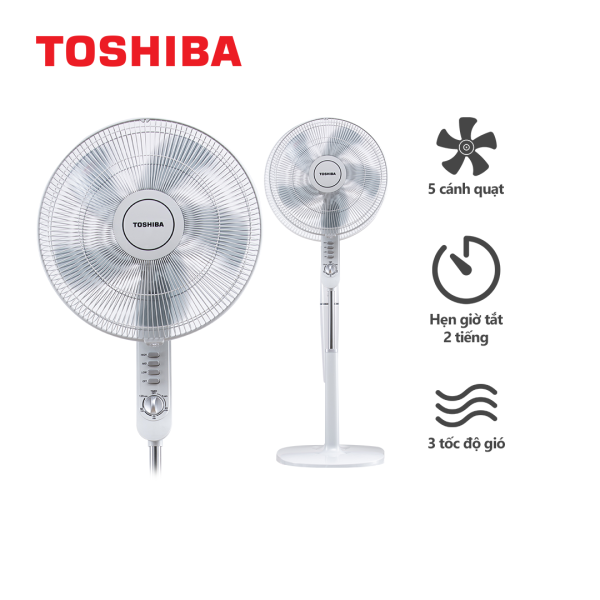 Quạt Đứng Toshiba F-LSA10(H)VN - Màu Xám Trắng - Hàng Chính Hãng