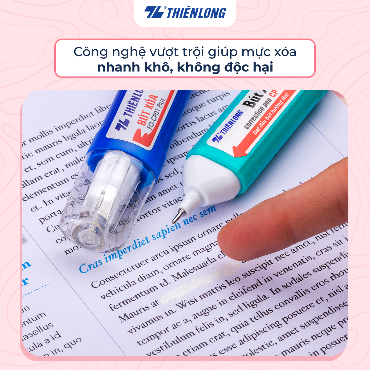 Combo 5 Bút xoá nước 12ml Thiên Long Flexofice FO-CP01 PLUS che phủ tốt, không bị lem, nhoè; mực xóa nhanh khô, không độc hại