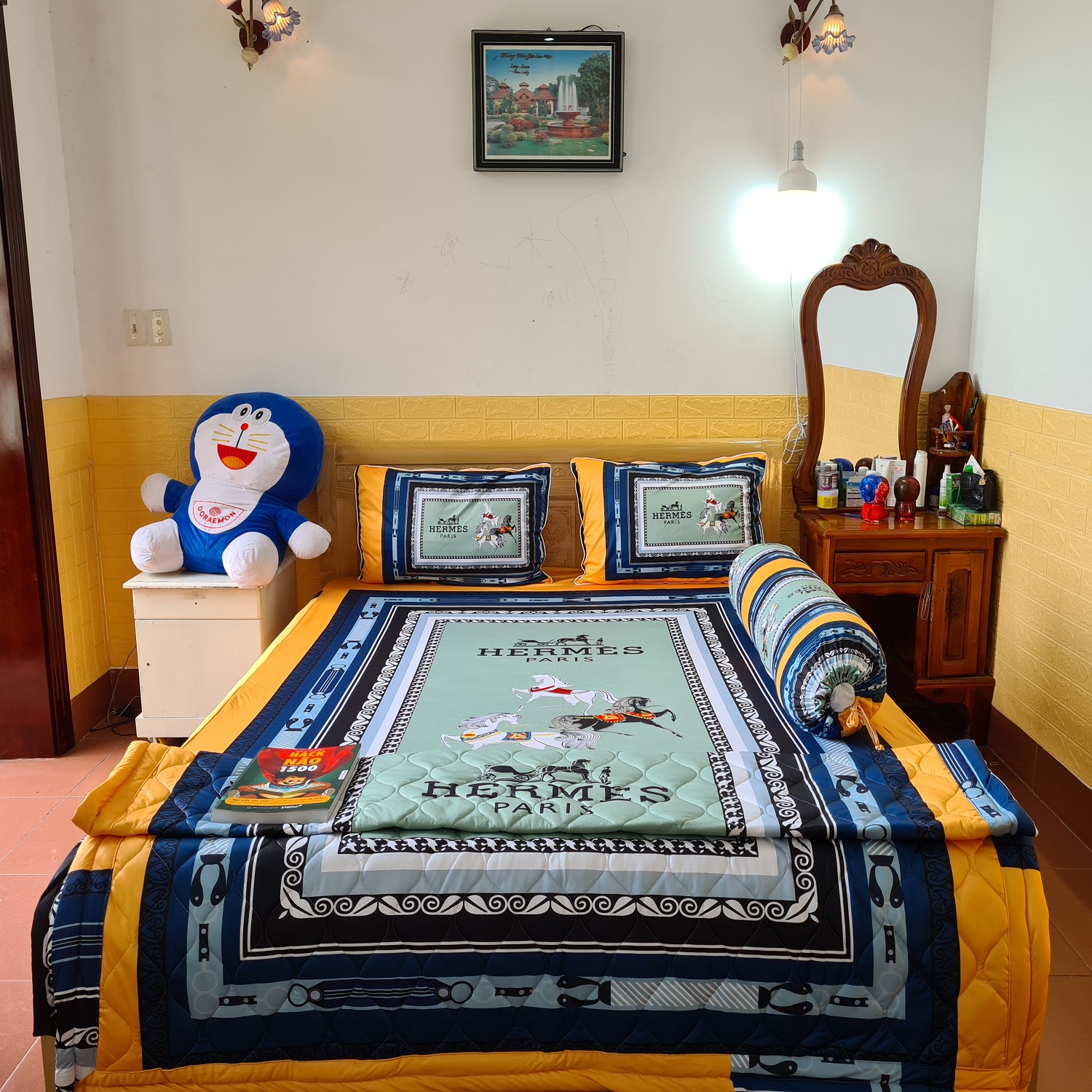 BỘ DRAP THUN Ý 5D 4 MÓN 1M6 & 1M8X2M TY03