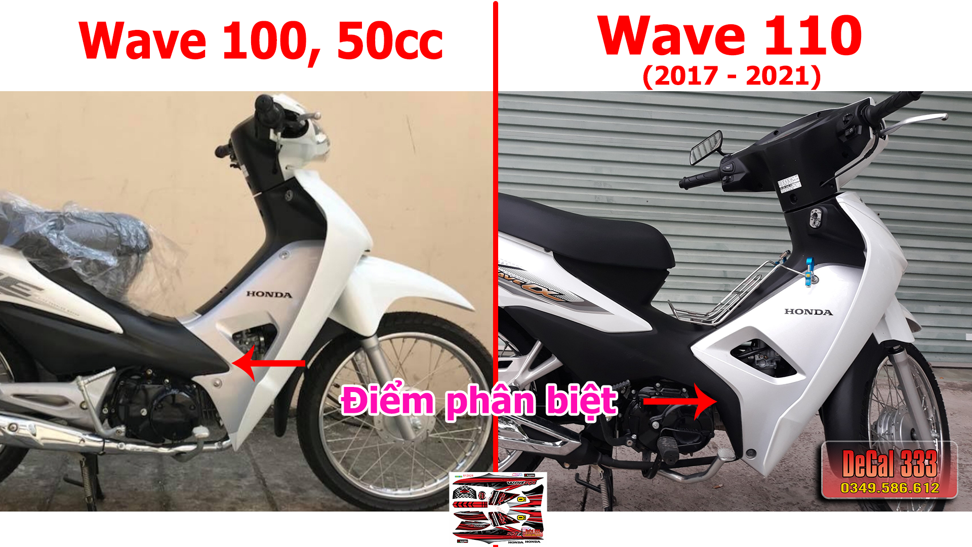 Tem Rời WAVE ALPHA 100 50 cc - mẫu wave RS 612828 (Tem chế 3 lớp cao cấp)