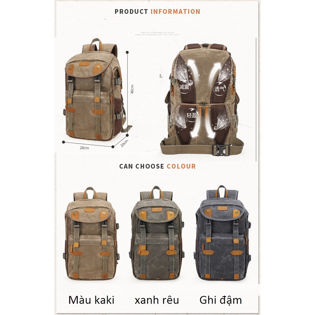 [HCM]Balo máy ảnh Canvas Batik.BK_3040.