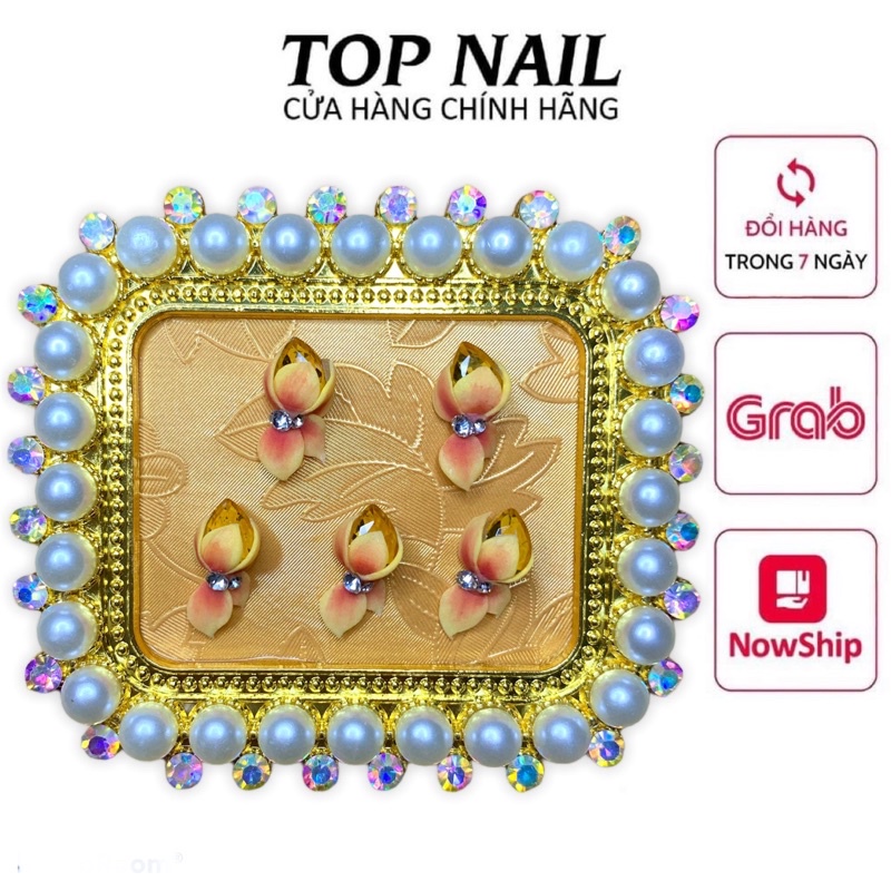 Hoa bột 5 cánh đuôi dài trang trí móng nail