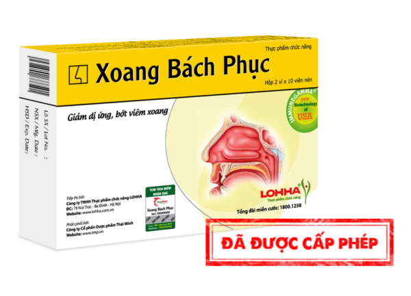 Xoang bách phục - giảm dị ứng , bớt viêm xoang - hộp 20 viên