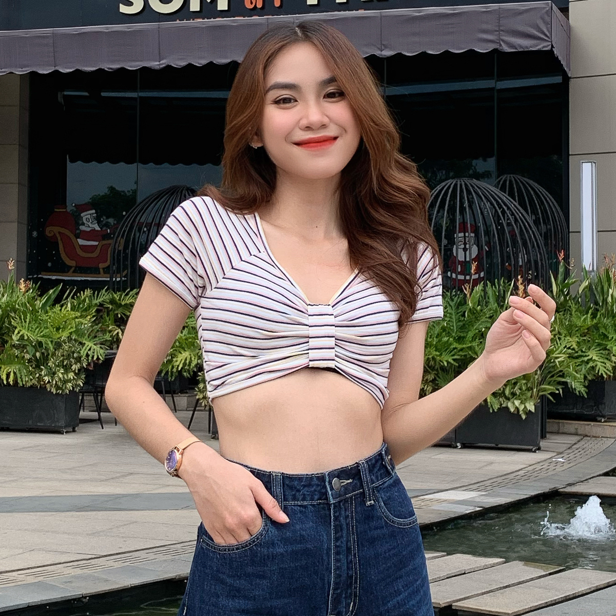 [NHẬP MÃ NOVFALAZSOCIAL02 GIẢM 40K ĐƠN 199K  ] Áo croptop Maybi thun kiểu nơ