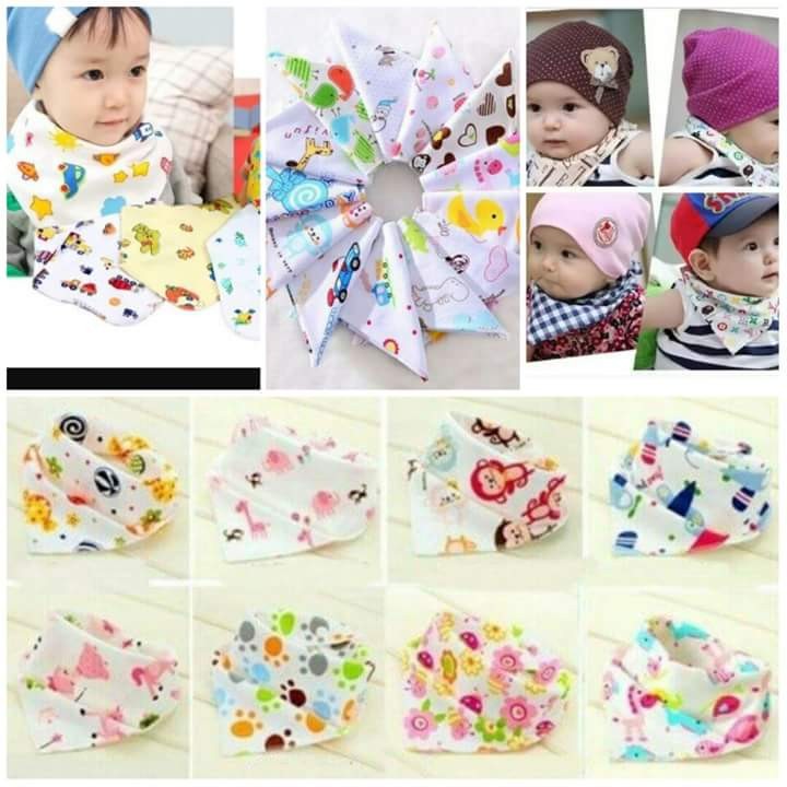 Sét 5 Khăn Yếm Tam Giác Cotton Cho Bé