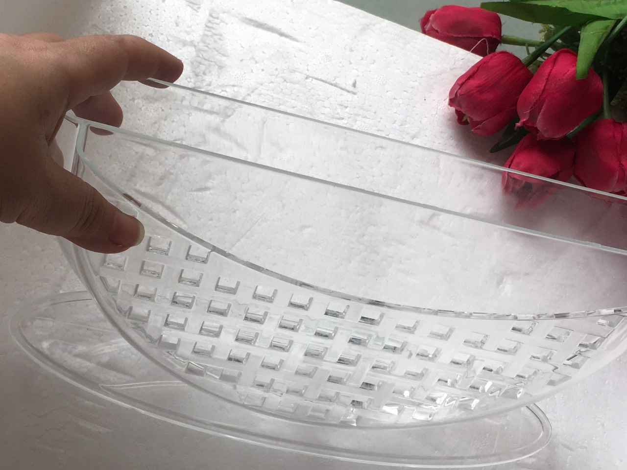 Nhúng bánh tráng 2 ngăn loại lớn nhựa acrylic đẹp và an toàn cho sức khỏe 27x8x15 cm cao