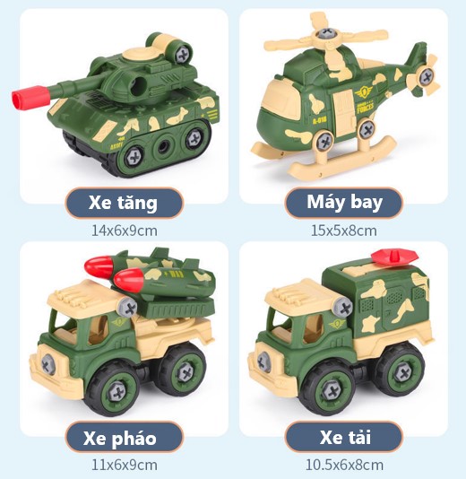 Bộ 4 xe lắp ghép - Cho bé tháo lắp khám phá