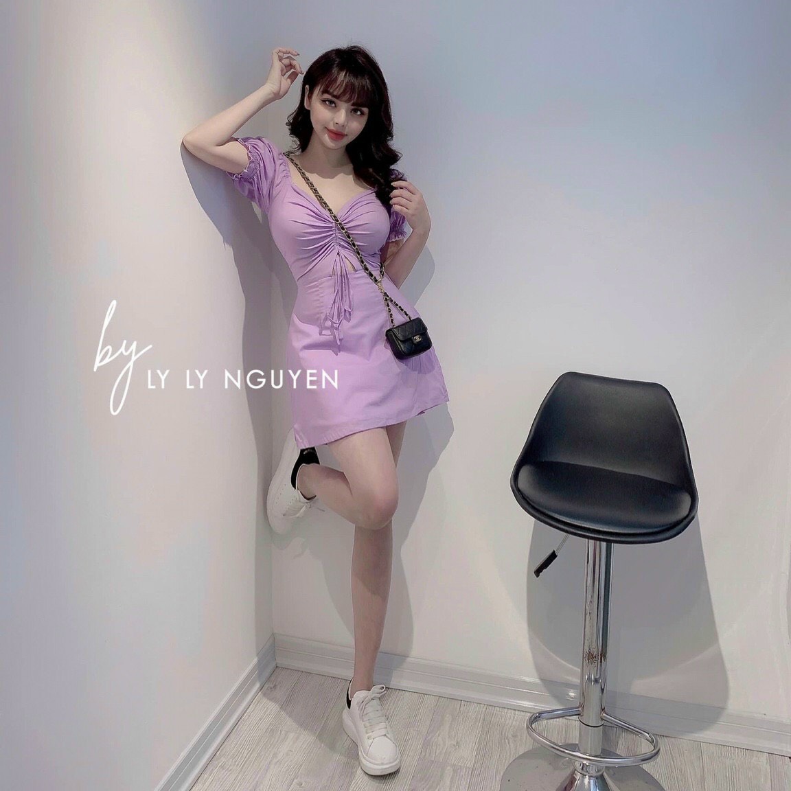 Đầm voan rút ngực hở eo đáng yêu TTSA0903