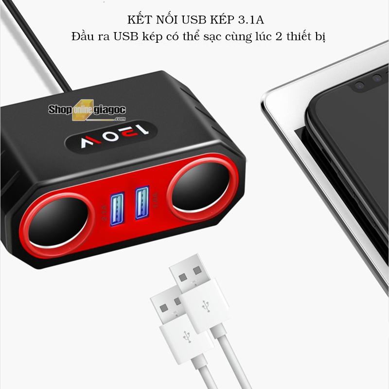 Bộ Chia 2 12v-24v 2 Cổng Sạc USB SPW04