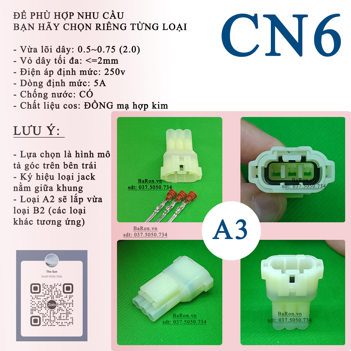Jack cảm biến va chạm xe, jack đèn trần 2/3/4/6pin