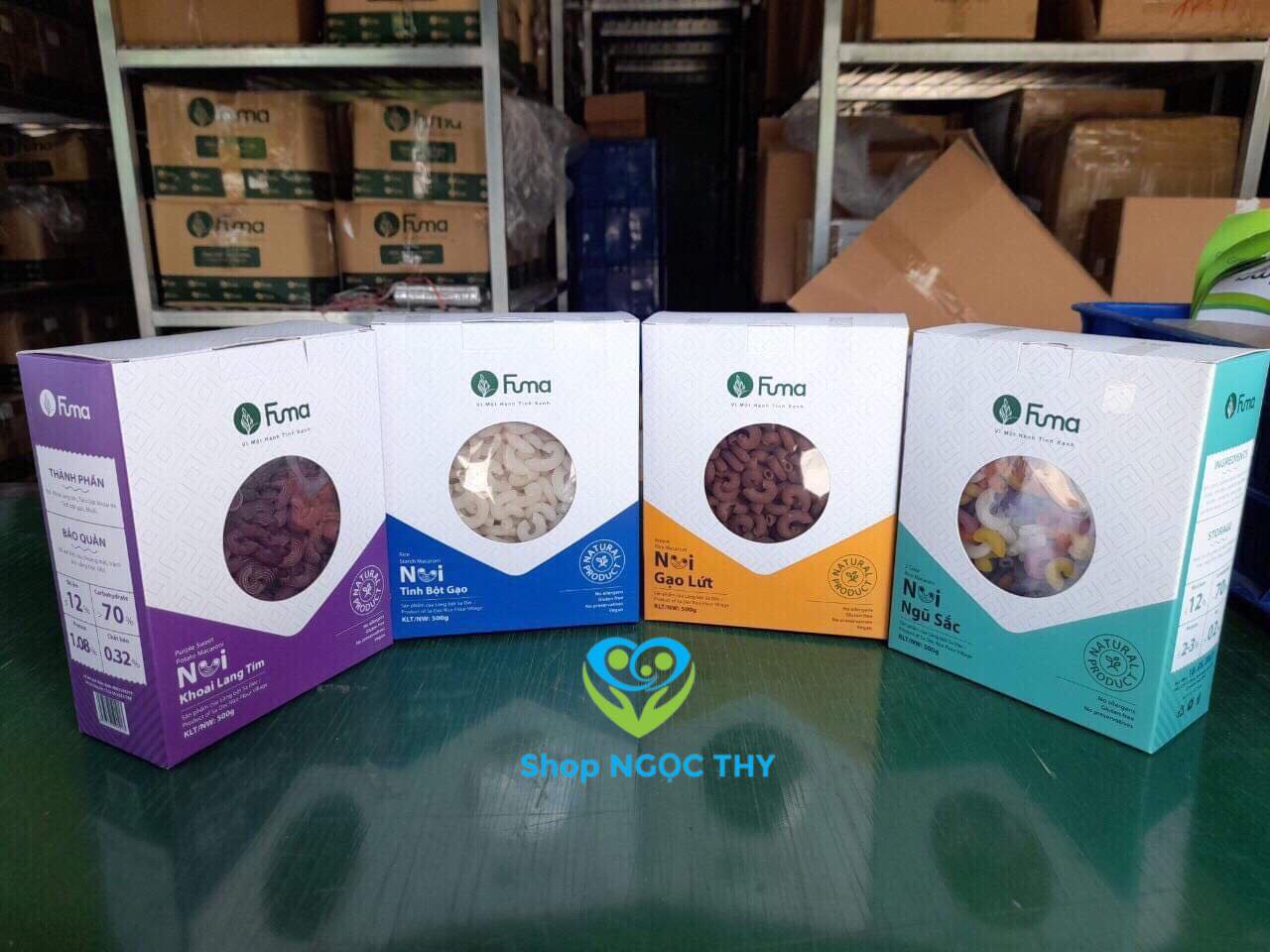 Hộp 500gr Nui Fuma cao cấp đặc sản Đồng Tháp, nui gạo lứt/khoai lang/gạo trắng/ngũ sac