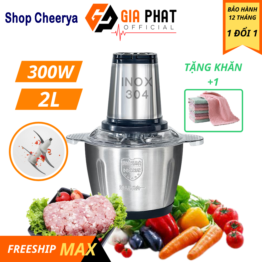 Máy Xay Thịt - Máy Say Sinh Tố Cối Inox 4 Lưỡi Đa Năng, Công suất 250W- Xay Thịt, Xay Tỏi Ớt, Xay Rau Củ Quả, Bảo Hành 06 Tháng Bởi Nhà Bán Hàng Shop Cheerya