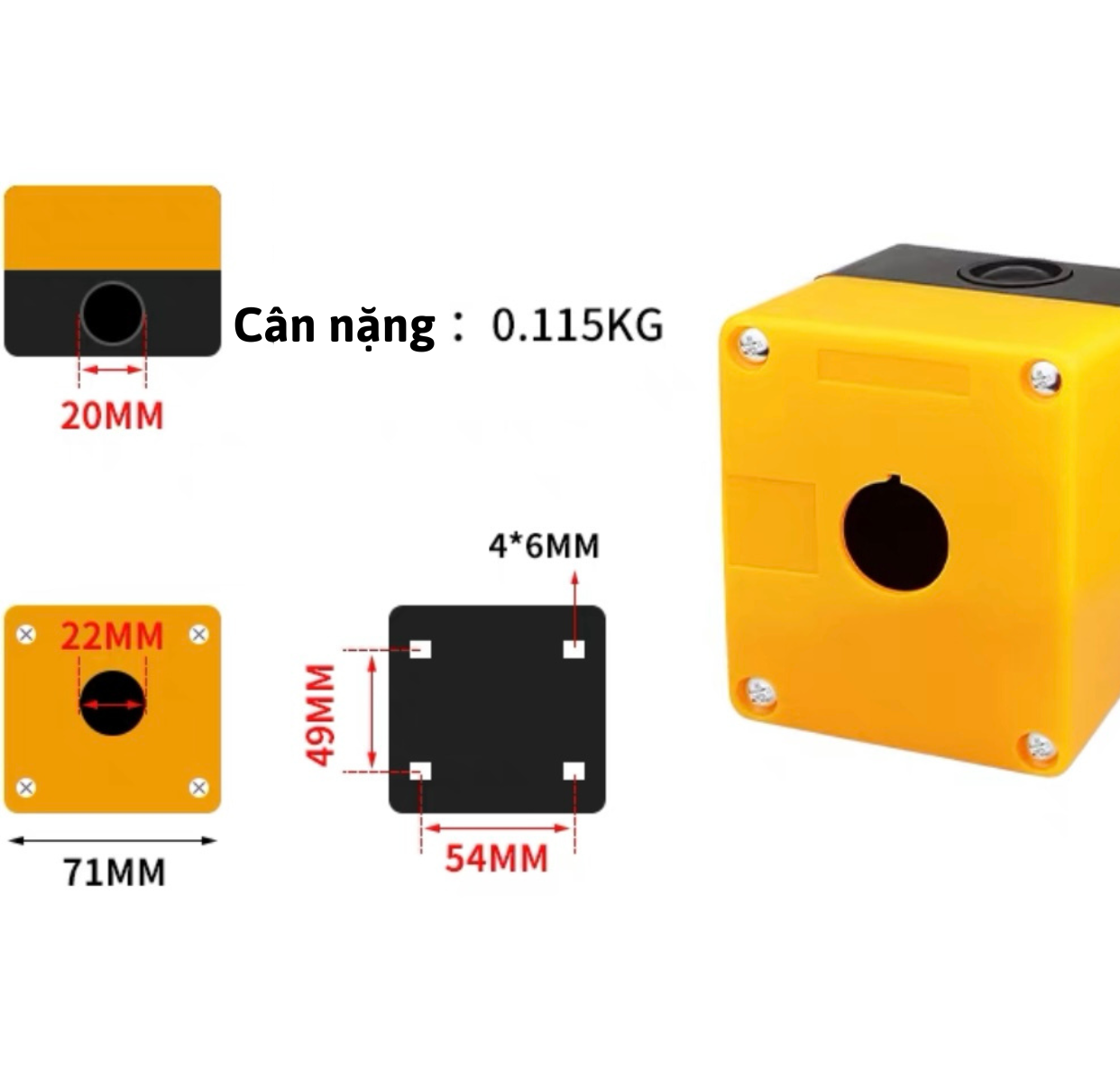 Box push button hole plastic African 22 high-grade, control box hole, hole, switch box control box control push button, push button